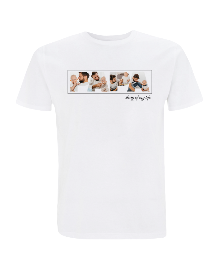 Papa - Vater & Sohn Fotocollage T-Shirt weiß