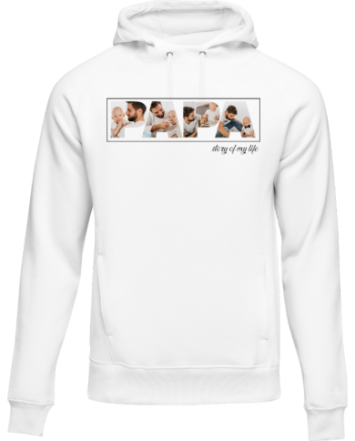 Papa - Vater & Sohn Fotocollage Hoodie weiß