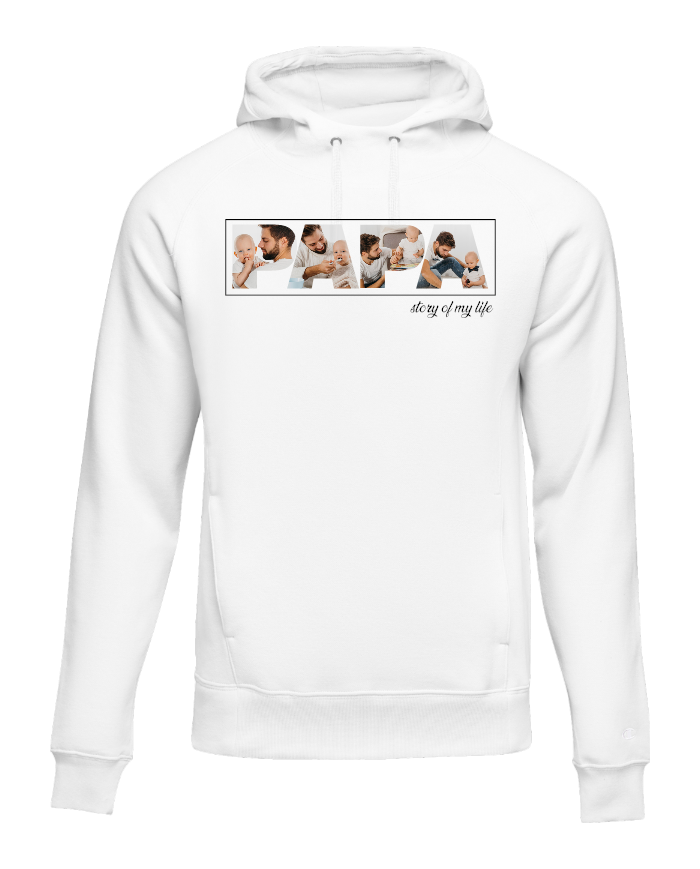 Papa - Vater & Sohn Fotocollage Hoodie weiß