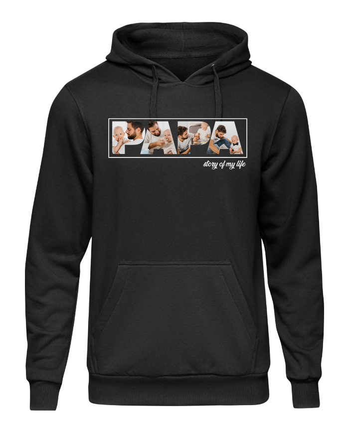 Papa - Vater & Sohn Fotocollage Hoodie schwarz
