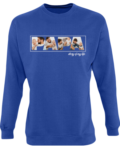 Papa - Vater & Sohn Fotocollage Sweatshirt blau