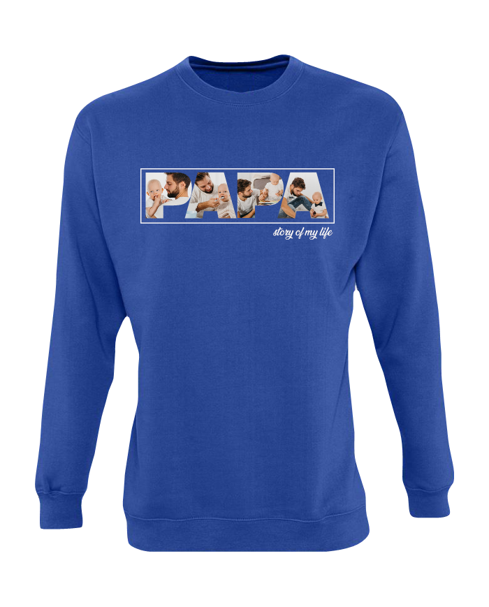 Papa - Vater & Sohn Fotocollage Sweatshirt blau