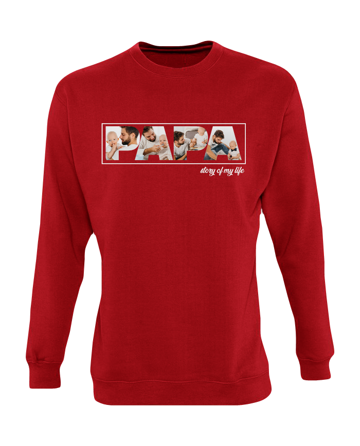 Papa - Vater & Sohn Fotocollage Sweatshirt rot