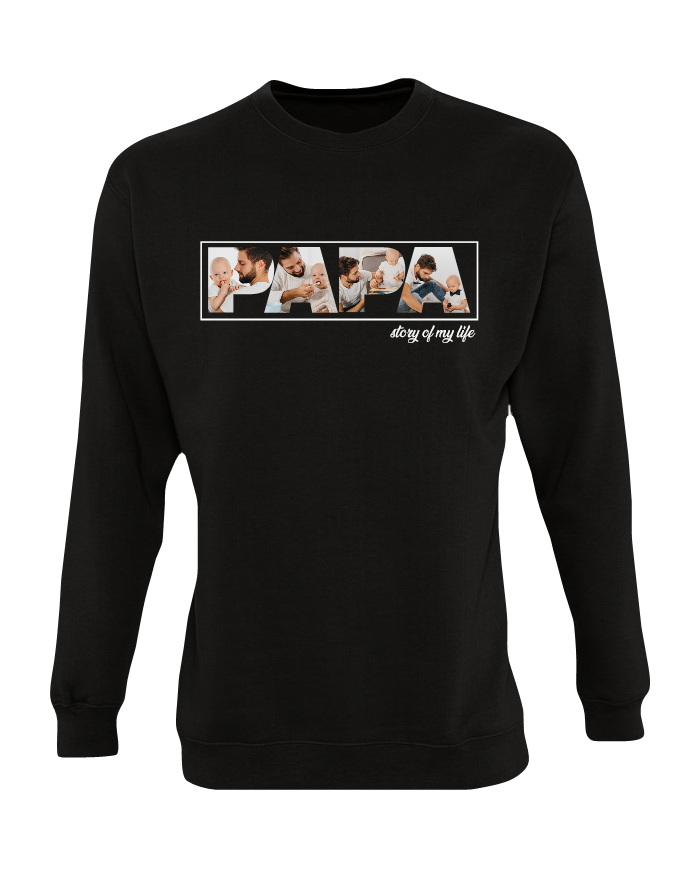 Papa - Vater & Sohn Fotocollage Sweatshirt schwarz