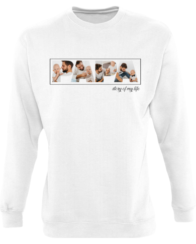 Papa - Vater & Sohn Fotocollage Sweatshirt weiß