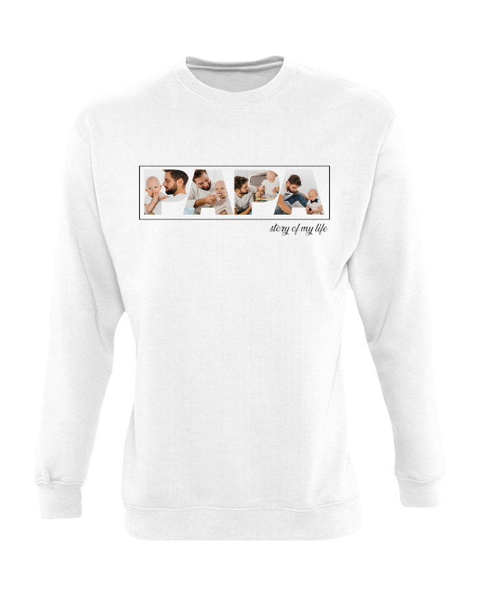 Papa - Vater & Sohn Fotocollage Sweatshirt weiß
