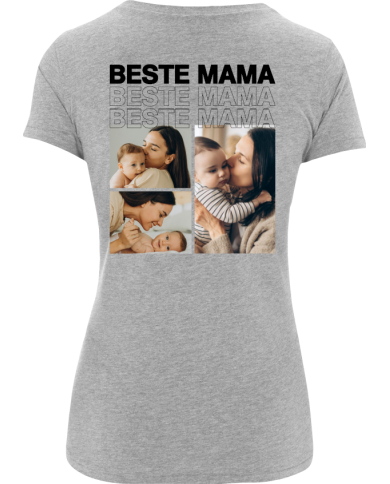 Beste Mama Fotocollage T-Shirt grau
