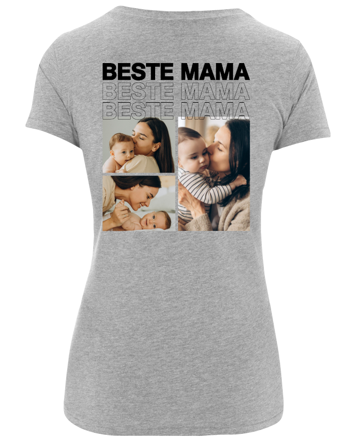 Beste Mama Fotocollage T-Shirt grau