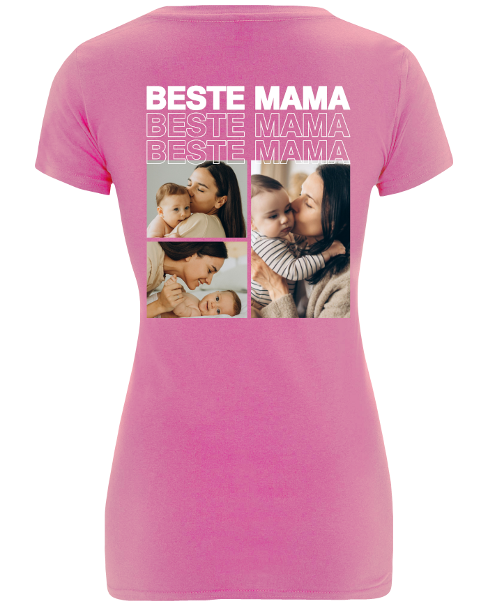 Beste Mama Fotocollage T-Shirt rosa