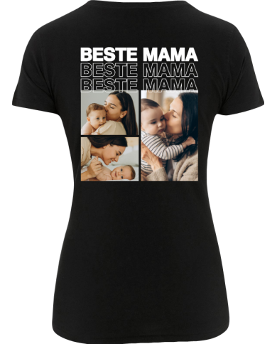 Beste Mama Fotocollage T-Shirt schwarz