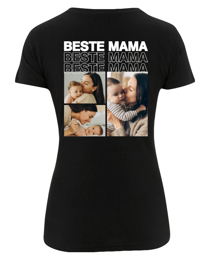 Beste Mama Fotocollage T-Shirt schwarz