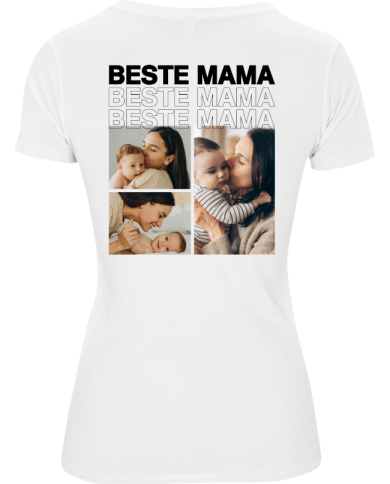 Beste Mama Fotocollage T-Shirt weiß