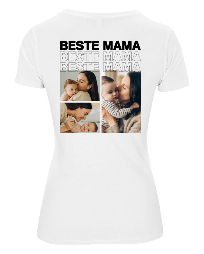 Beste Mama Fotocollage T-Shirt weiß