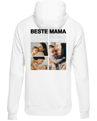 Beste Mama Fotocollage Hoodie weiß