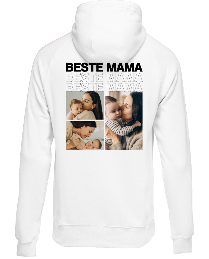 Beste Mama Fotocollage Hoodie weiß