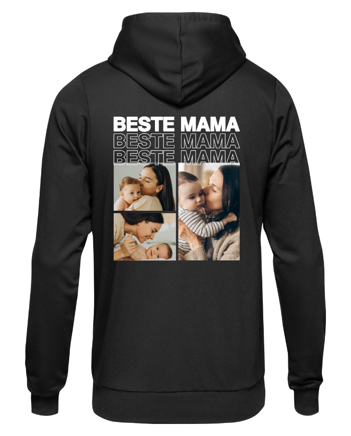 Beste Mama Fotocollage Hoodie schwarz