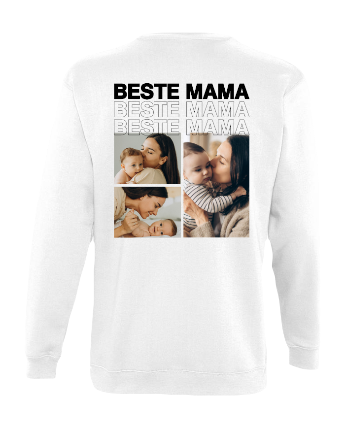 Beste Mama Fotocollage Sweatshirt weiß