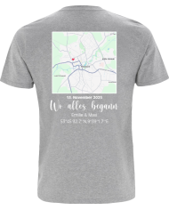 Wo alles begann - persönliche Karte T-Shirt grau