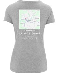 Wo alles begann - persönliche Karte T-Shirt grau