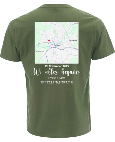 Wo alles begann - persönliche Karte T-Shirt khaki