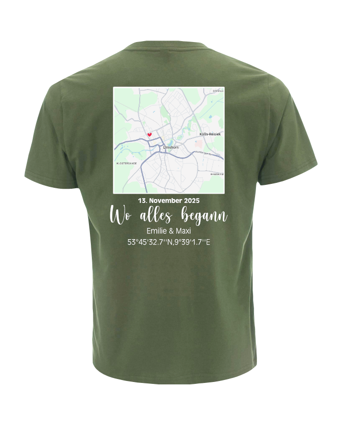 Wo alles begann - persönliche Karte T-Shirt khaki