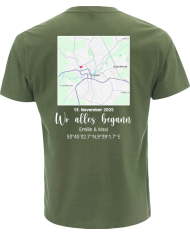Wo alles begann - persönliche Karte T-Shirt khaki