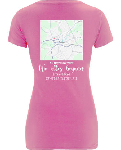 Wo alles begann - persönliche Karte T-Shirt rosa