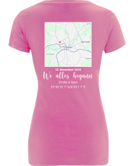 Wo alles begann - persönliche Karte T-Shirt rosa