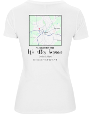 Wo alles begann - persönliche Karte T-Shirt weiß