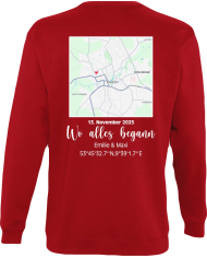 Wo alles begann - persönliche Karte Sweatshirt rot