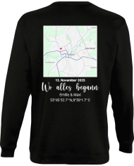 Wo alles begann - persönliche Karte Sweatshirt schwarz
