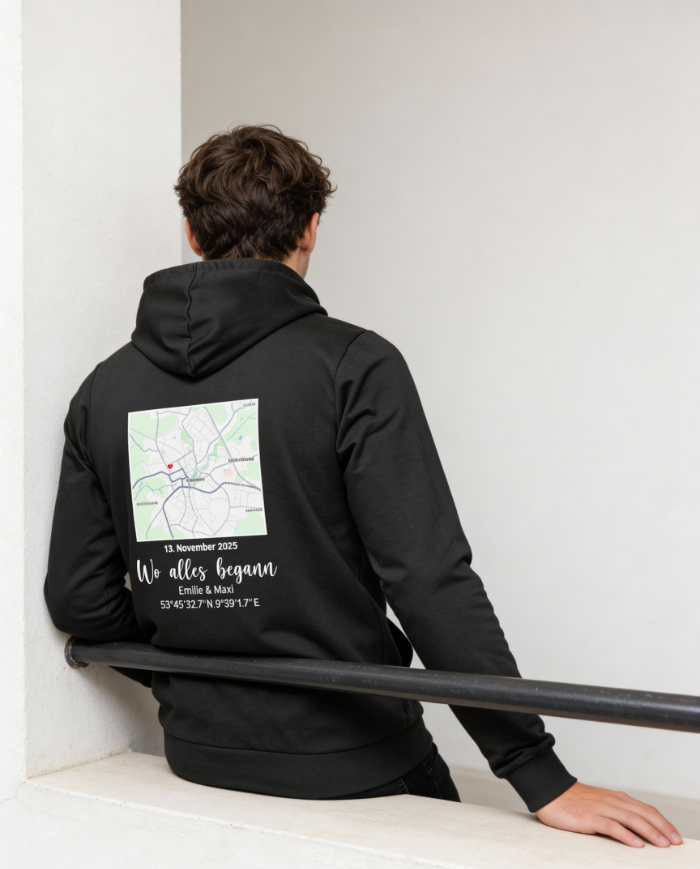 Wo alles begann - persönliche Karte Hoodie