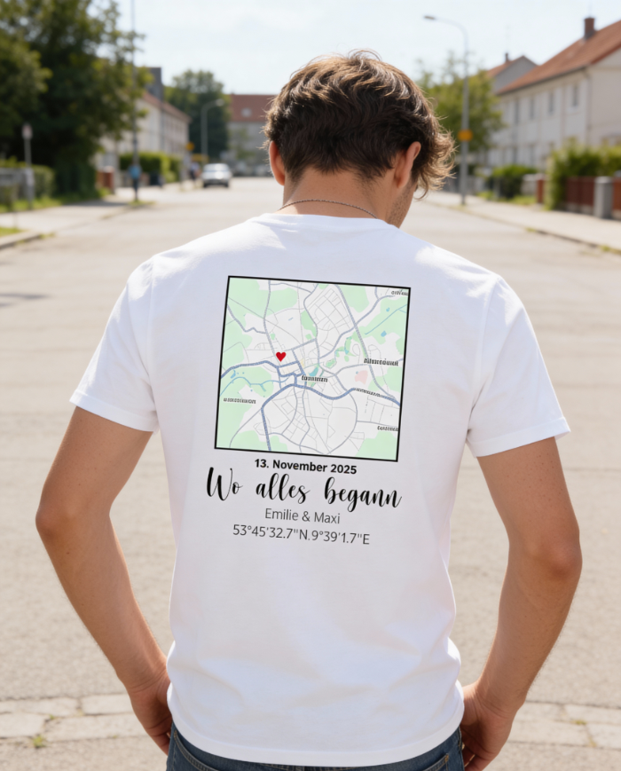 Wo alles begann - persönliche Karte T-Shirt